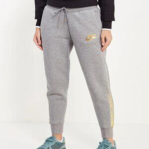 Nike Women's Gray Metallic Gold Sportswear Rally Casual Jogger Pants Size L